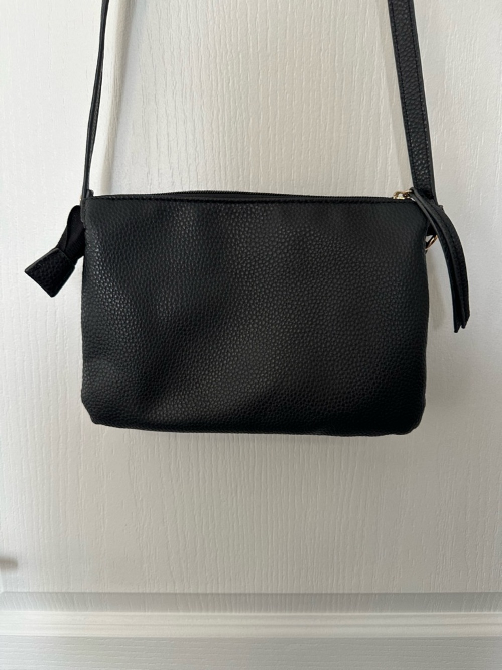 Seven Days Vegan Leather Black Crossbody Bag - Minimalist Shoulder Purse
